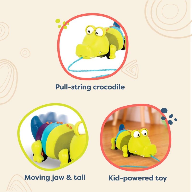 بي. تويز B. Toys - Waggle-A-Longs - لعبة السحب التفاعلية - تمساح الدفع أو السحب - لعبة المشي مع خيط للأطفال الصغار - سنابيتي سكوت - 18 شهرًا - Image 3